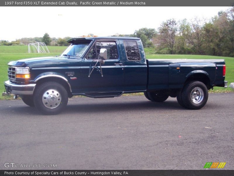 Pacific Green Metallic / Medium Mocha 1997 Ford F350 XLT Extended Cab Dually