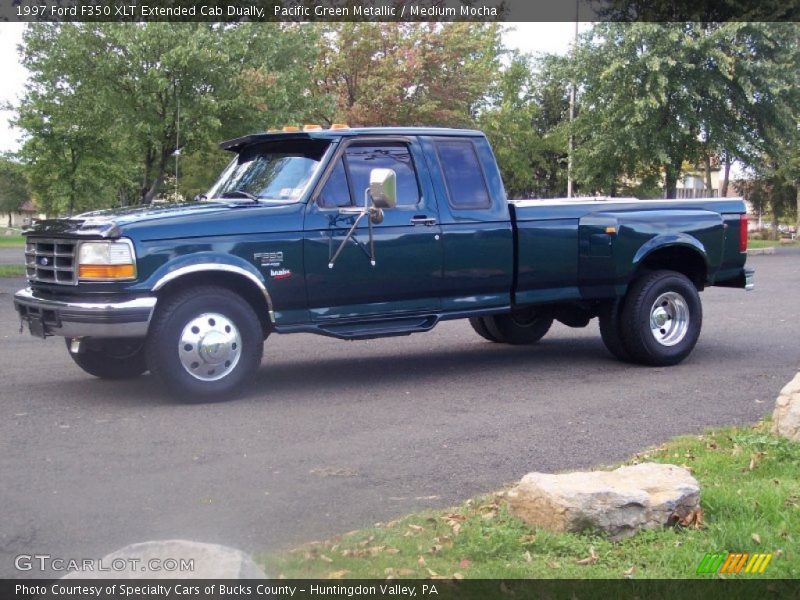Pacific Green Metallic / Medium Mocha 1997 Ford F350 XLT Extended Cab Dually