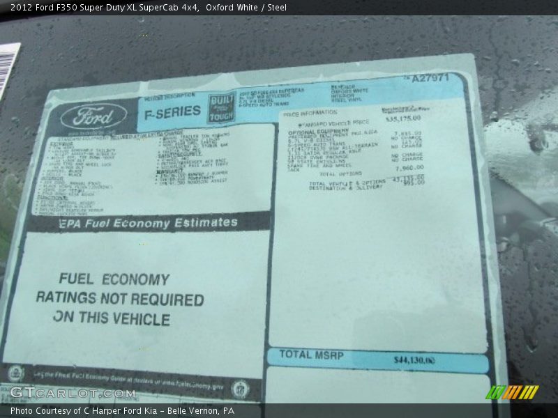  2012 F350 Super Duty XL SuperCab 4x4 Window Sticker