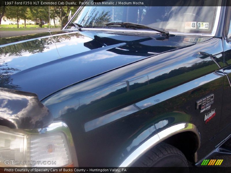 Pacific Green Metallic / Medium Mocha 1997 Ford F350 XLT Extended Cab Dually
