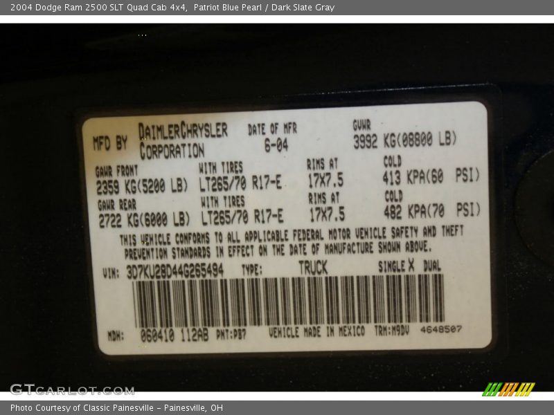 Patriot Blue Pearl / Dark Slate Gray 2004 Dodge Ram 2500 SLT Quad Cab 4x4