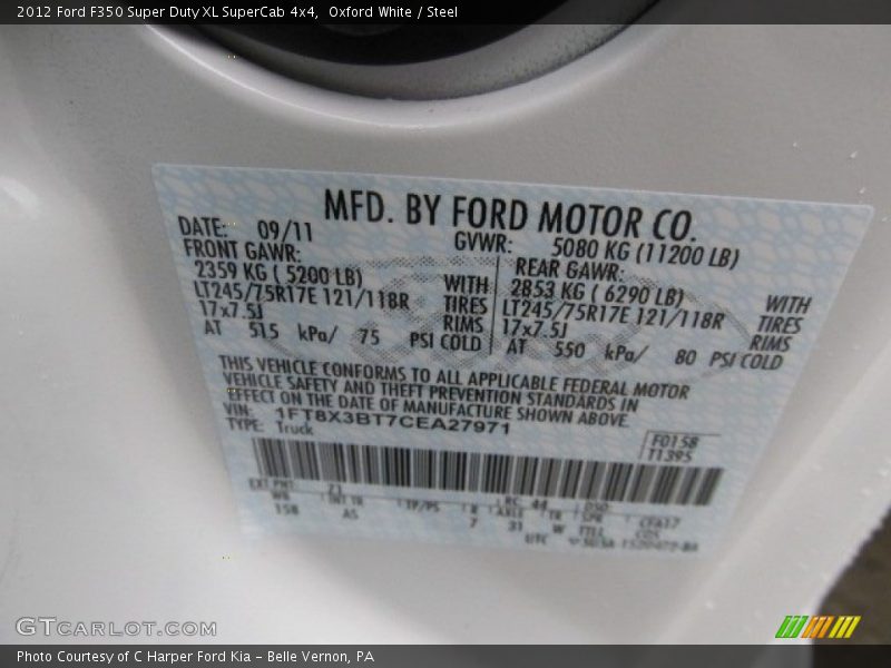 Oxford White / Steel 2012 Ford F350 Super Duty XL SuperCab 4x4