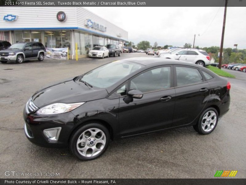 Tuxedo Black Metallic / Charcoal Black/Blue Cloth 2011 Ford Fiesta SEL Sedan