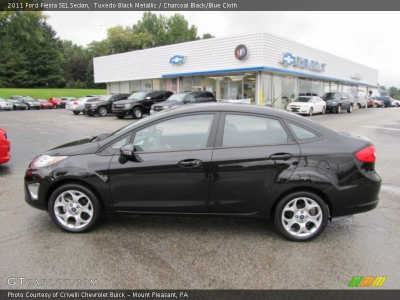 Tuxedo Black Metallic / Charcoal Black/Blue Cloth 2011 Ford Fiesta SEL Sedan