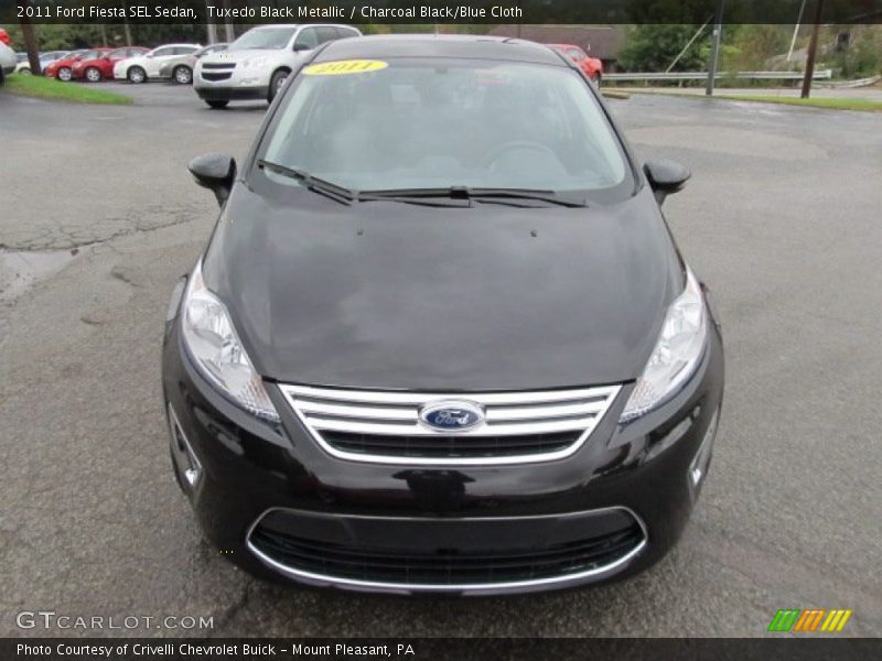 Tuxedo Black Metallic / Charcoal Black/Blue Cloth 2011 Ford Fiesta SEL Sedan
