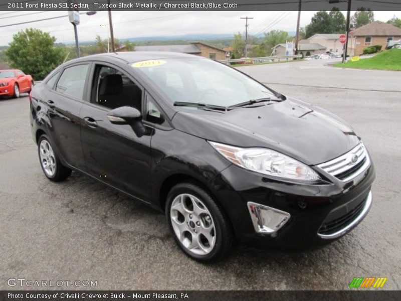 Tuxedo Black Metallic / Charcoal Black/Blue Cloth 2011 Ford Fiesta SEL Sedan