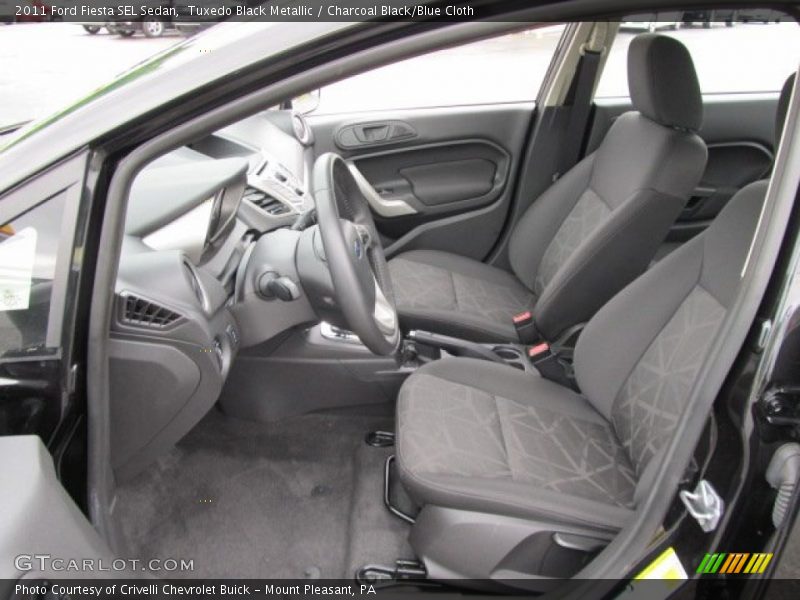  2011 Fiesta SEL Sedan Charcoal Black/Blue Cloth Interior