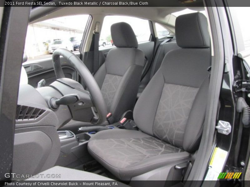  2011 Fiesta SEL Sedan Charcoal Black/Blue Cloth Interior