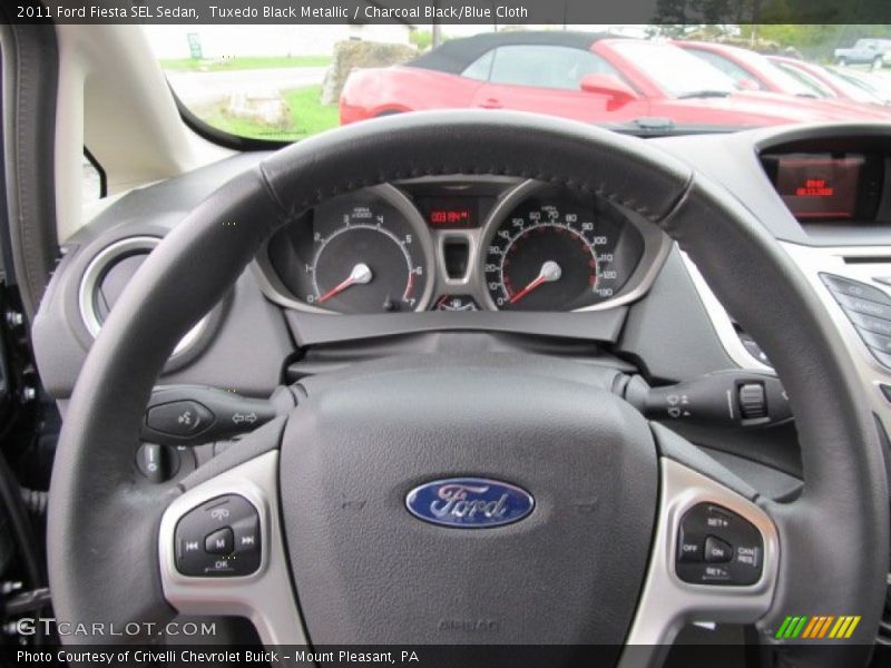 Tuxedo Black Metallic / Charcoal Black/Blue Cloth 2011 Ford Fiesta SEL Sedan