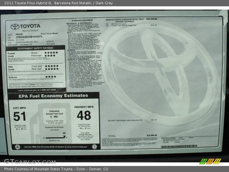Barcelona Red Metallic / Dark Gray 2011 Toyota Prius Hybrid III