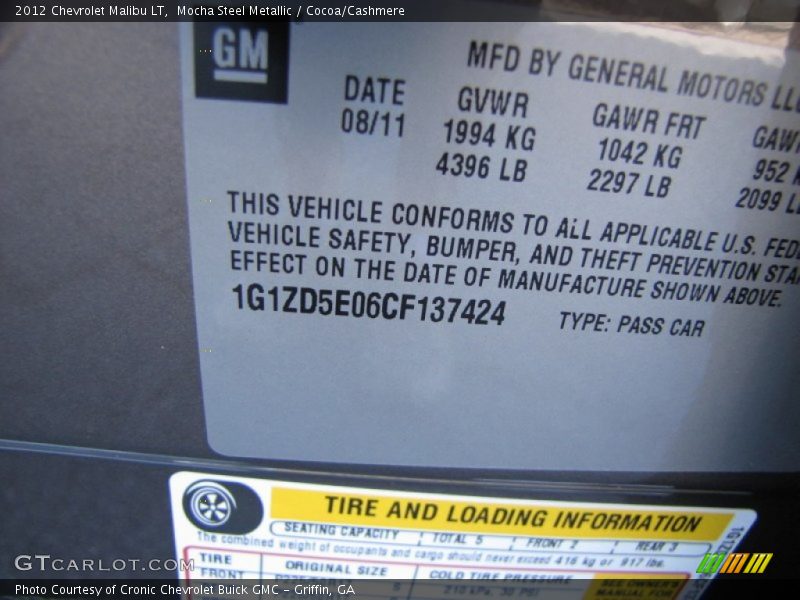 Mocha Steel Metallic / Cocoa/Cashmere 2012 Chevrolet Malibu LT