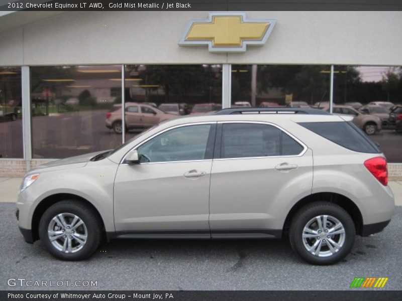 Gold Mist Metallic / Jet Black 2012 Chevrolet Equinox LT AWD