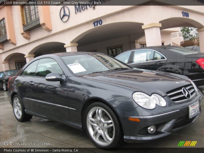Steel Grey Metallic / Black 2009 Mercedes-Benz CLK 550 Coupe