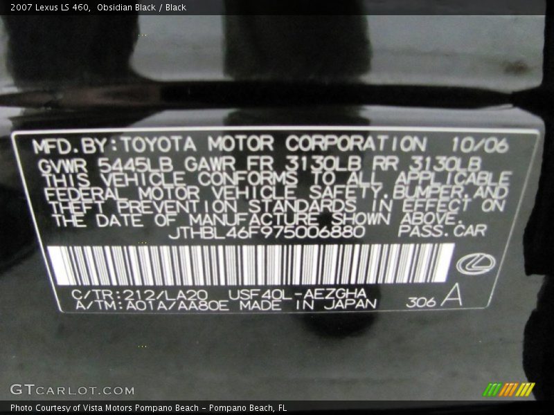 Obsidian Black / Black 2007 Lexus LS 460