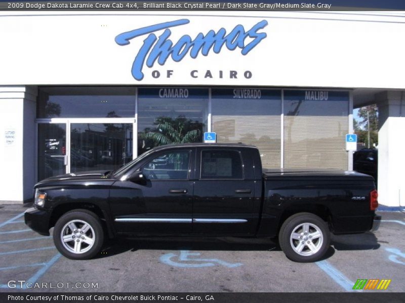 Brilliant Black Crystal Pearl / Dark Slate Gray/Medium Slate Gray 2009 Dodge Dakota Laramie Crew Cab 4x4