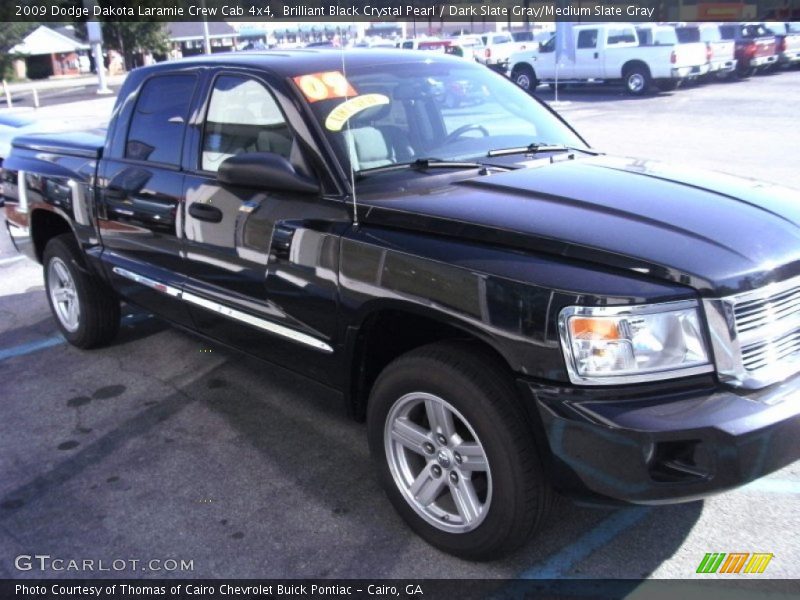 Brilliant Black Crystal Pearl / Dark Slate Gray/Medium Slate Gray 2009 Dodge Dakota Laramie Crew Cab 4x4