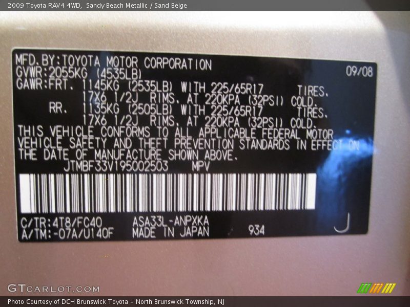 Sandy Beach Metallic / Sand Beige 2009 Toyota RAV4 4WD