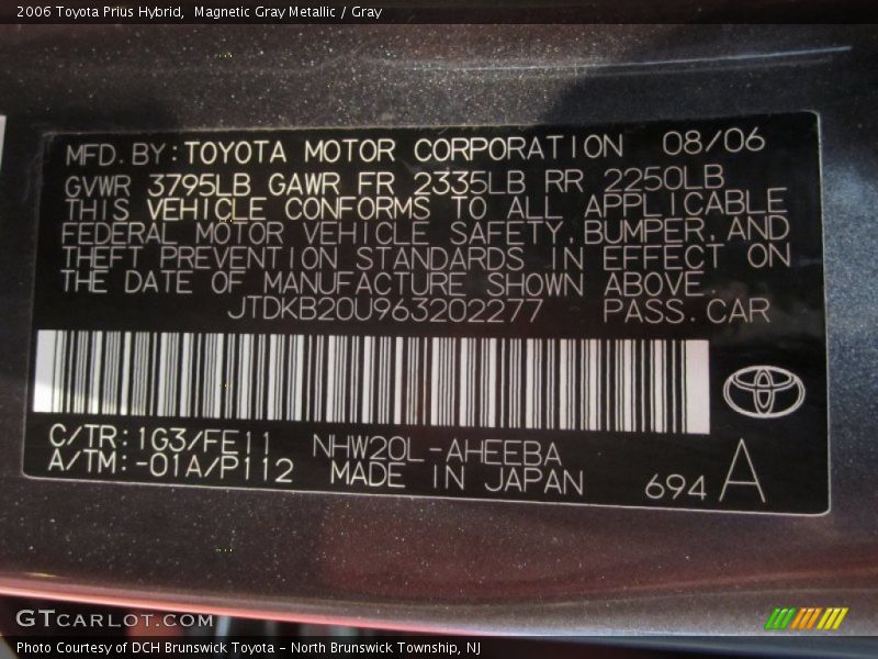 Magnetic Gray Metallic / Gray 2006 Toyota Prius Hybrid