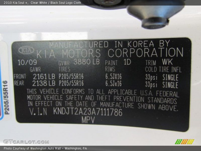 Clear White / Black Soul Logo Cloth 2010 Kia Soul +