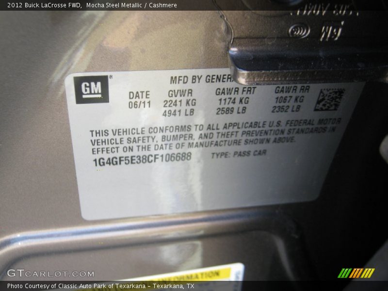 Mocha Steel Metallic / Cashmere 2012 Buick LaCrosse FWD