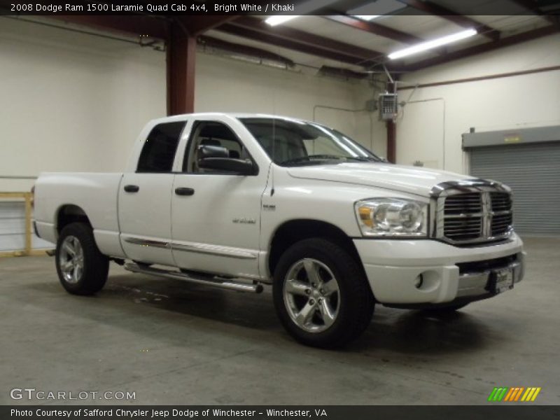 Bright White / Khaki 2008 Dodge Ram 1500 Laramie Quad Cab 4x4
