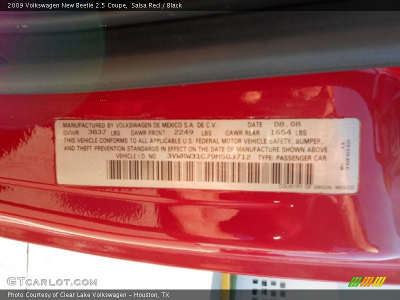 Salsa Red / Black 2009 Volkswagen New Beetle 2.5 Coupe
