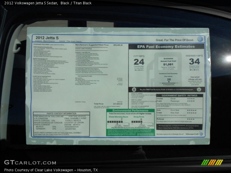 Black / Titan Black 2012 Volkswagen Jetta S Sedan