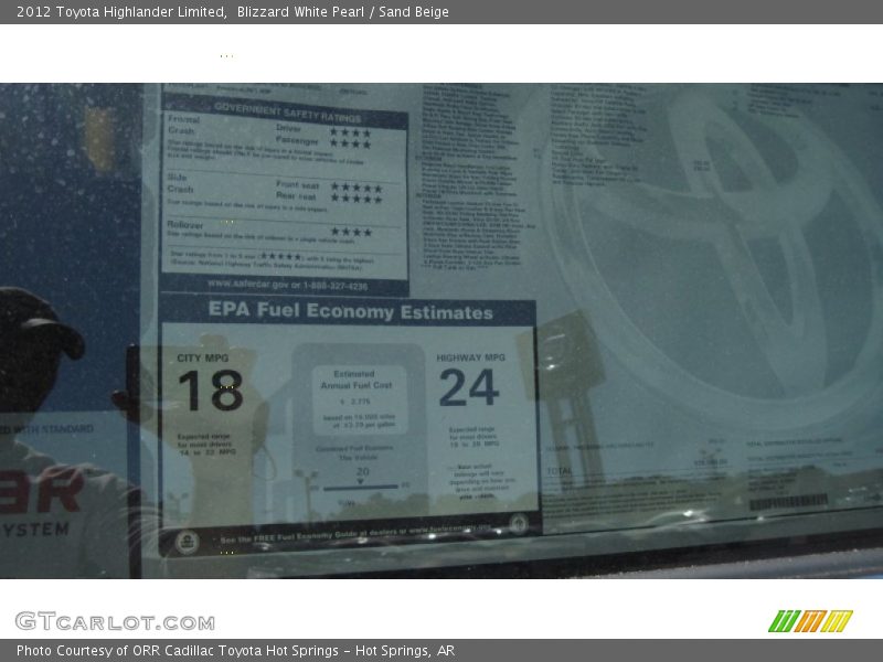 Blizzard White Pearl / Sand Beige 2012 Toyota Highlander Limited