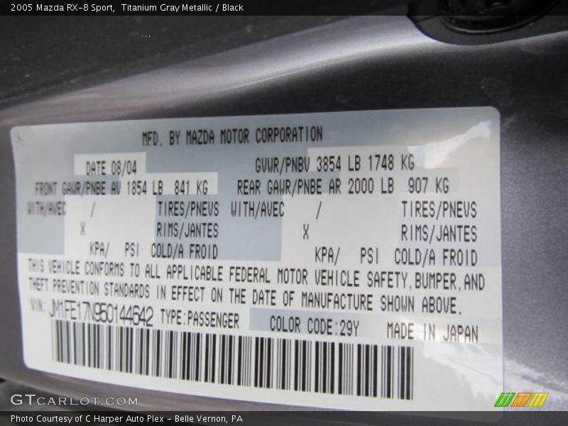Titanium Gray Metallic / Black 2005 Mazda RX-8 Sport