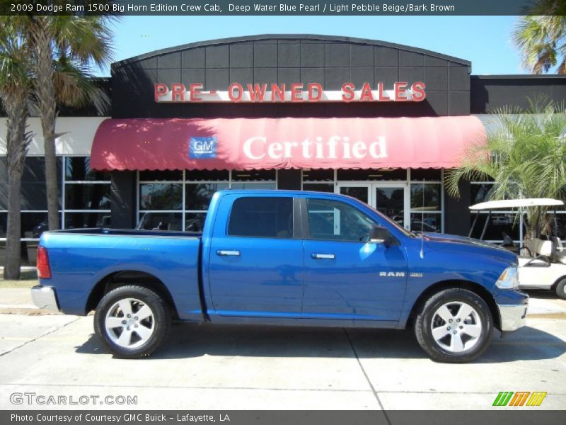 Deep Water Blue Pearl / Light Pebble Beige/Bark Brown 2009 Dodge Ram 1500 Big Horn Edition Crew Cab