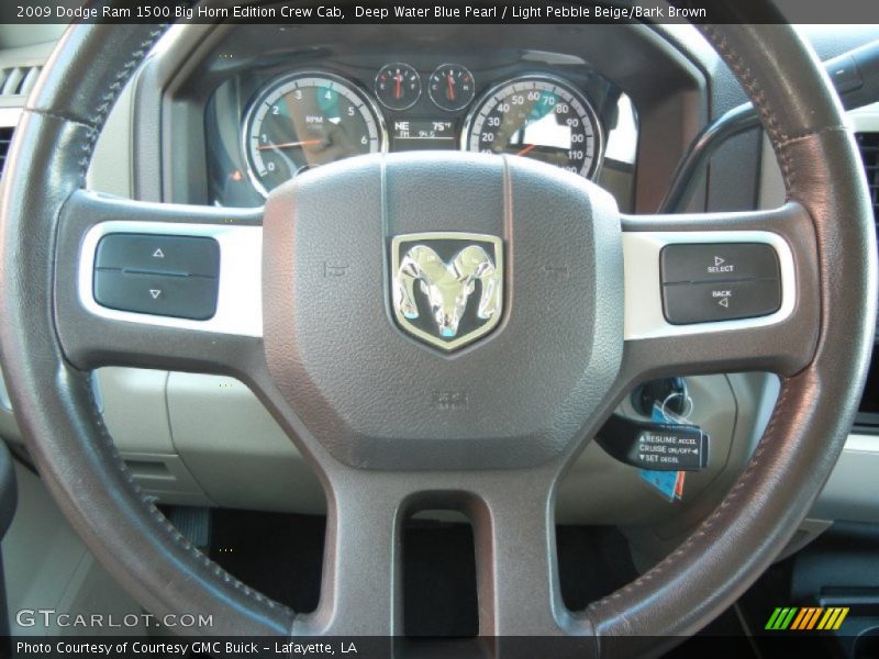 Deep Water Blue Pearl / Light Pebble Beige/Bark Brown 2009 Dodge Ram 1500 Big Horn Edition Crew Cab
