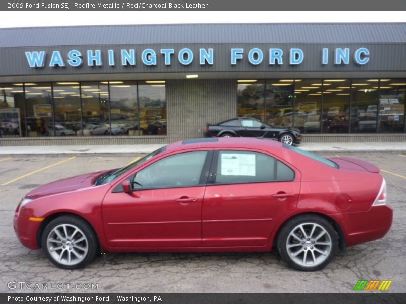 Redfire Metallic / Red/Charcoal Black Leather 2009 Ford Fusion SE