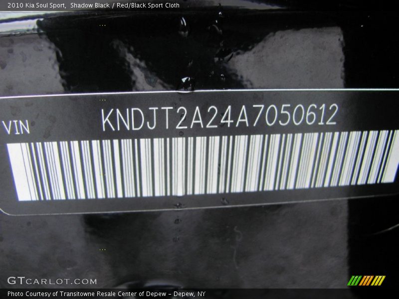 Shadow Black / Red/Black Sport Cloth 2010 Kia Soul Sport