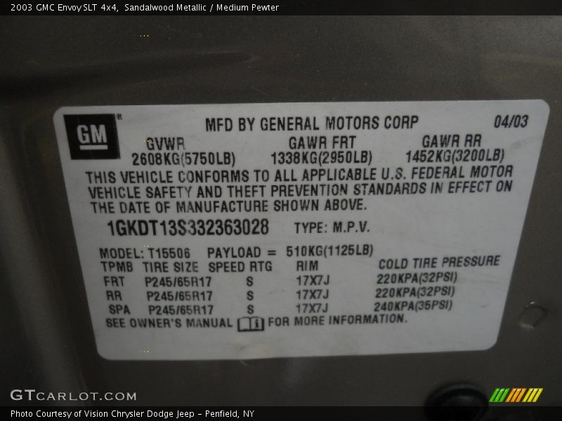 Sandalwood Metallic / Medium Pewter 2003 GMC Envoy SLT 4x4