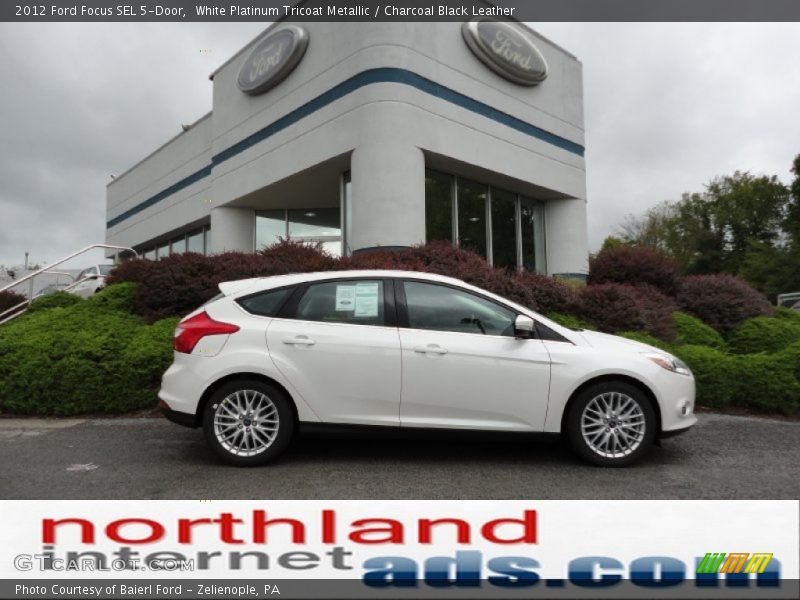 White Platinum Tricoat Metallic / Charcoal Black Leather 2012 Ford Focus SEL 5-Door