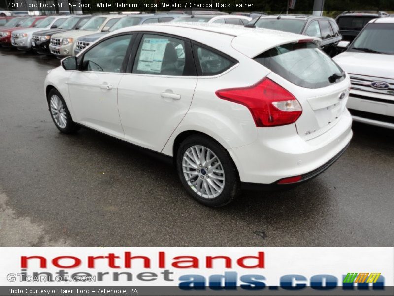 White Platinum Tricoat Metallic / Charcoal Black Leather 2012 Ford Focus SEL 5-Door