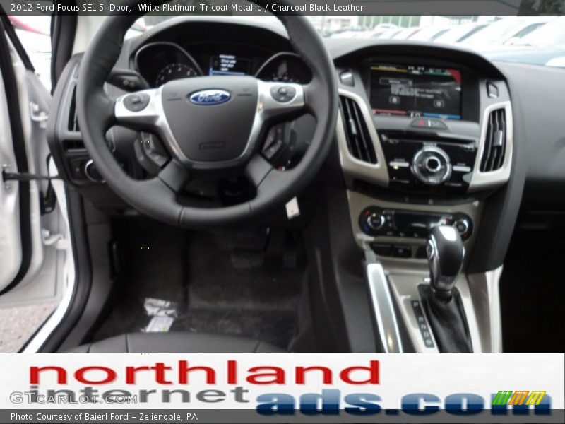 White Platinum Tricoat Metallic / Charcoal Black Leather 2012 Ford Focus SEL 5-Door