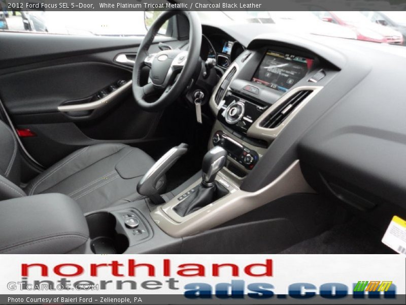 White Platinum Tricoat Metallic / Charcoal Black Leather 2012 Ford Focus SEL 5-Door