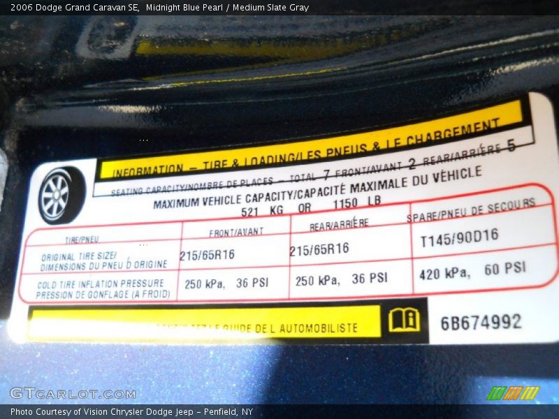 Midnight Blue Pearl / Medium Slate Gray 2006 Dodge Grand Caravan SE