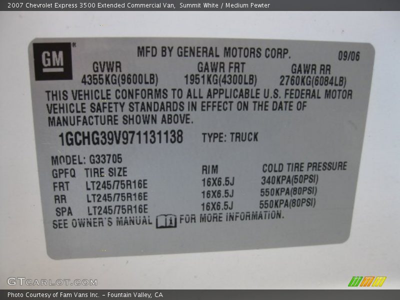 Summit White / Medium Pewter 2007 Chevrolet Express 3500 Extended Commercial Van