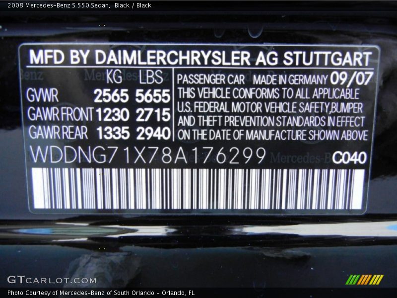 Black / Black 2008 Mercedes-Benz S 550 Sedan