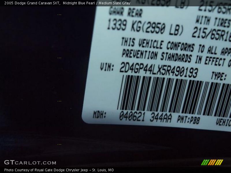 Midnight Blue Pearl / Medium Slate Gray 2005 Dodge Grand Caravan SXT