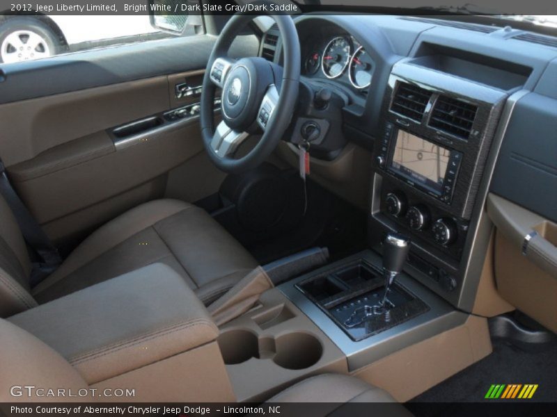 Bright White / Dark Slate Gray/Dark Saddle 2012 Jeep Liberty Limited