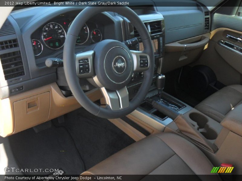 Bright White / Dark Slate Gray/Dark Saddle 2012 Jeep Liberty Limited
