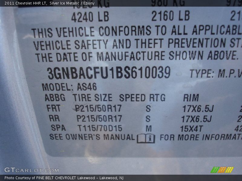 Silver Ice Metallic / Ebony 2011 Chevrolet HHR LT