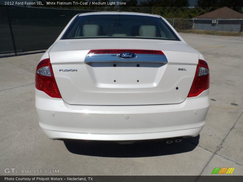 White Platinum Tri-Coat / Medium Light Stone 2012 Ford Fusion SEL