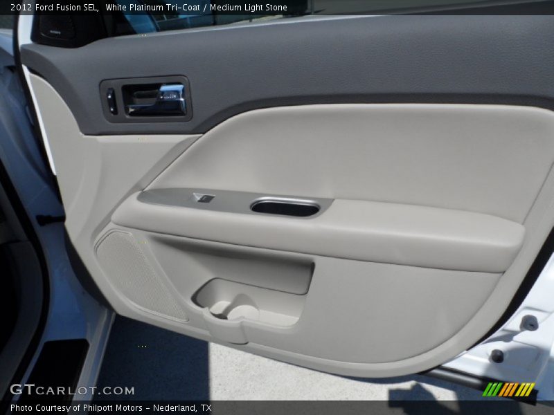 White Platinum Tri-Coat / Medium Light Stone 2012 Ford Fusion SEL