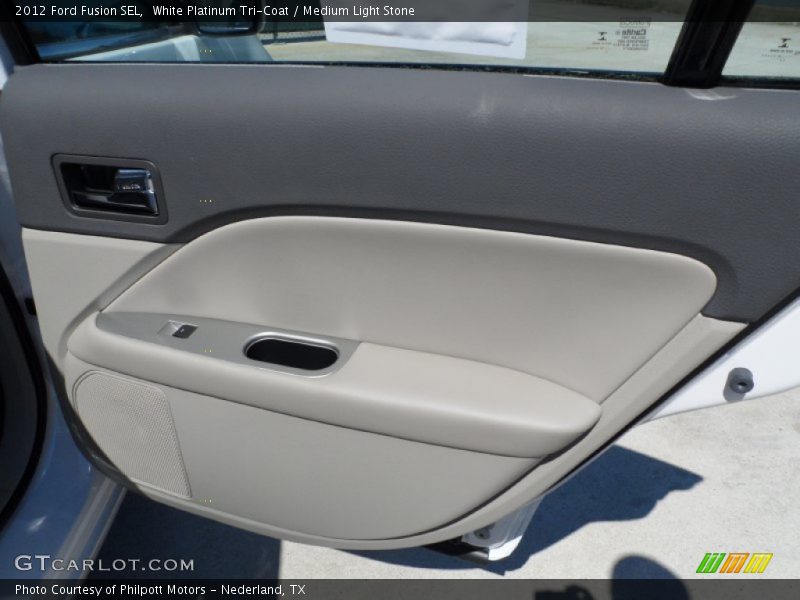 White Platinum Tri-Coat / Medium Light Stone 2012 Ford Fusion SEL