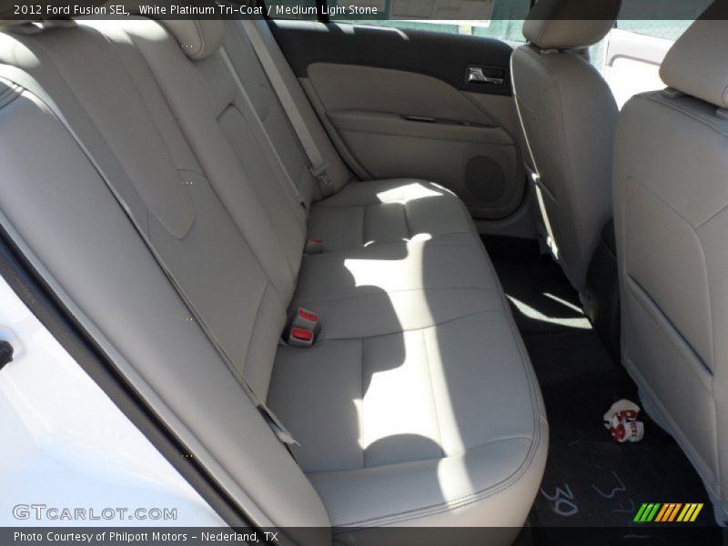 White Platinum Tri-Coat / Medium Light Stone 2012 Ford Fusion SEL