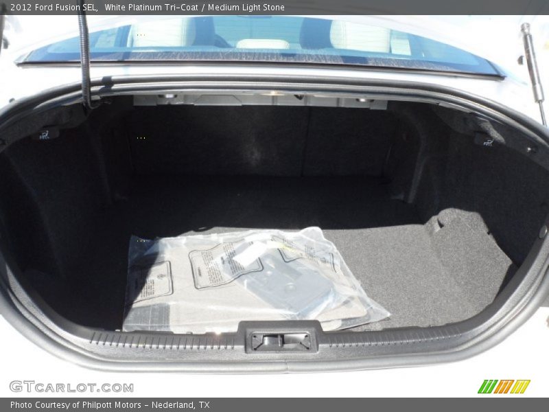 White Platinum Tri-Coat / Medium Light Stone 2012 Ford Fusion SEL